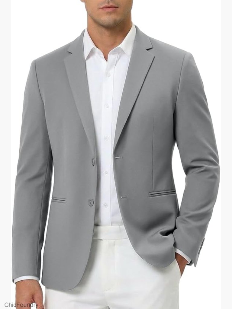 Slim Fit Two Button Casual Blazer Sport Coat For Men Wedding Prom